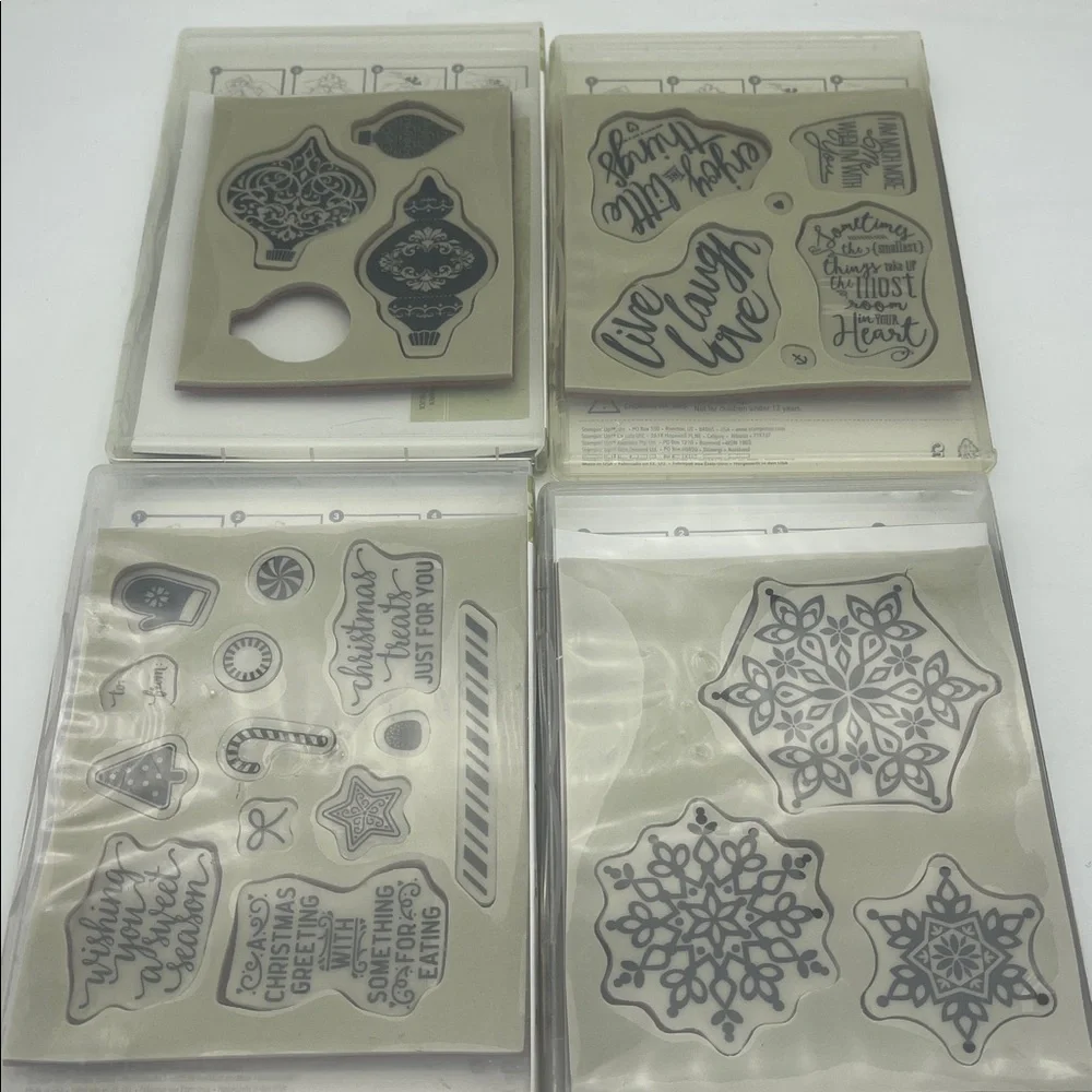 Stampin’ Up Lot of Stamps Clear Rubber Holiday Numbers Flowers Birthday Cards